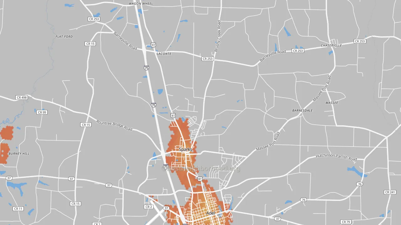Bike Grade map of 31647, GA