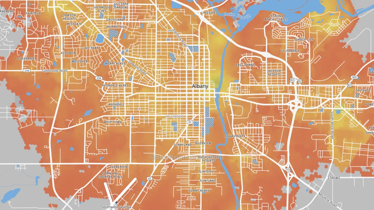 Bike Grade map of 31701, GA
