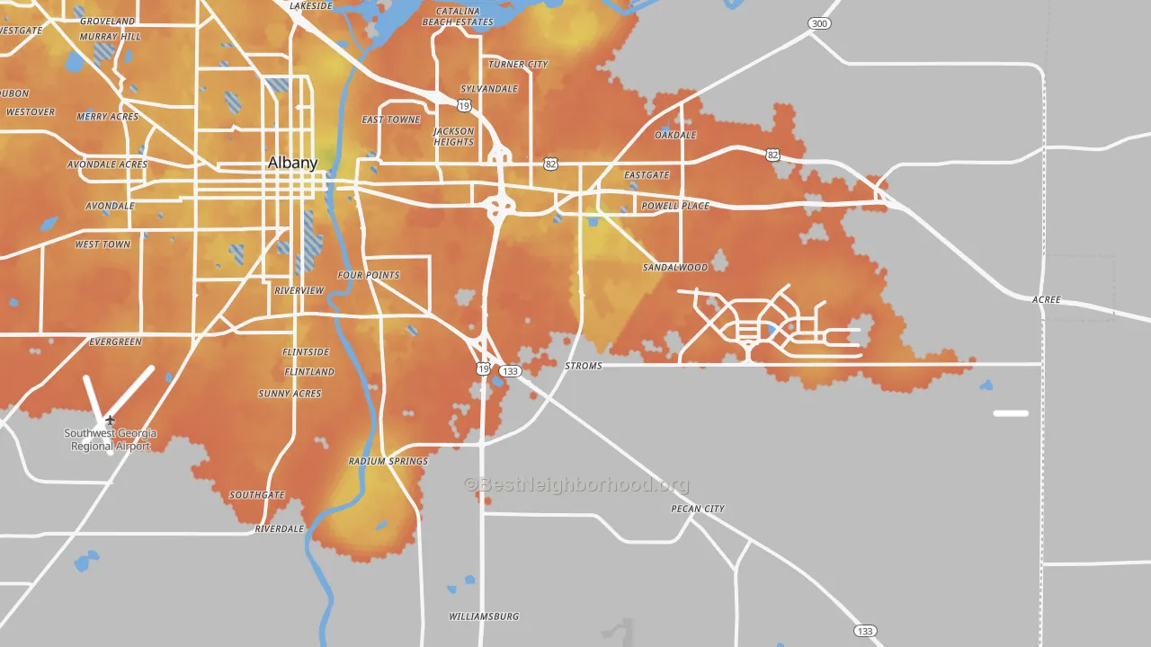 Bike Grade map of 31705, GA