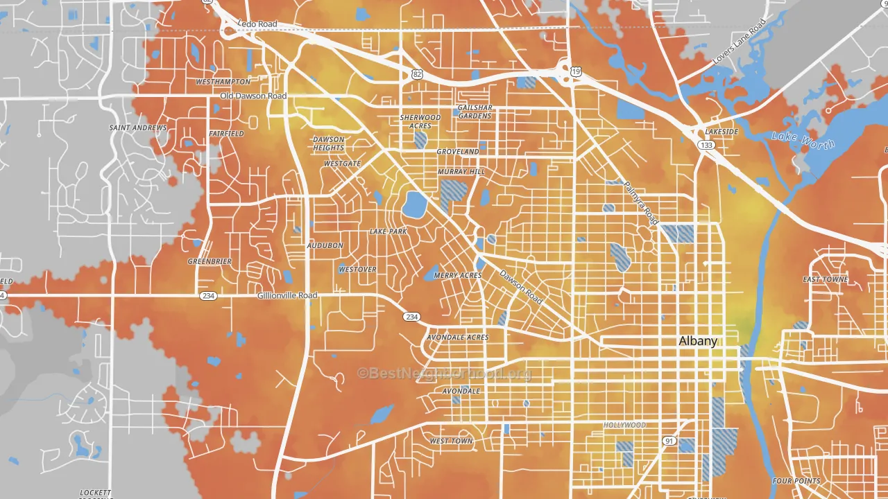 Bike Grade map of 31707, GA