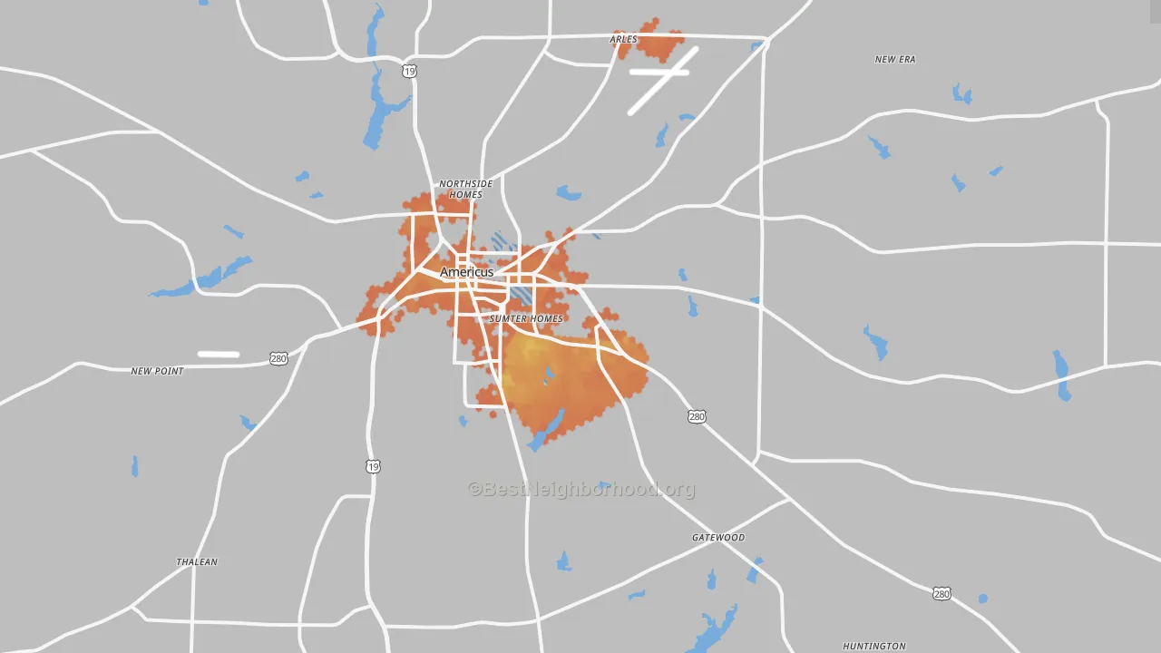 Bike Grade map of 31709, GA