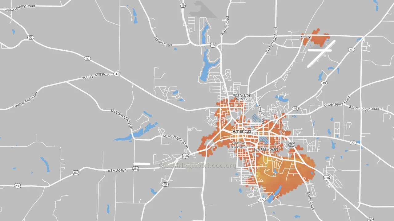 Bike Grade map of 31719, GA