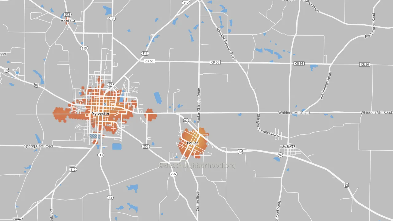 Bike Grade map of 31781, GA