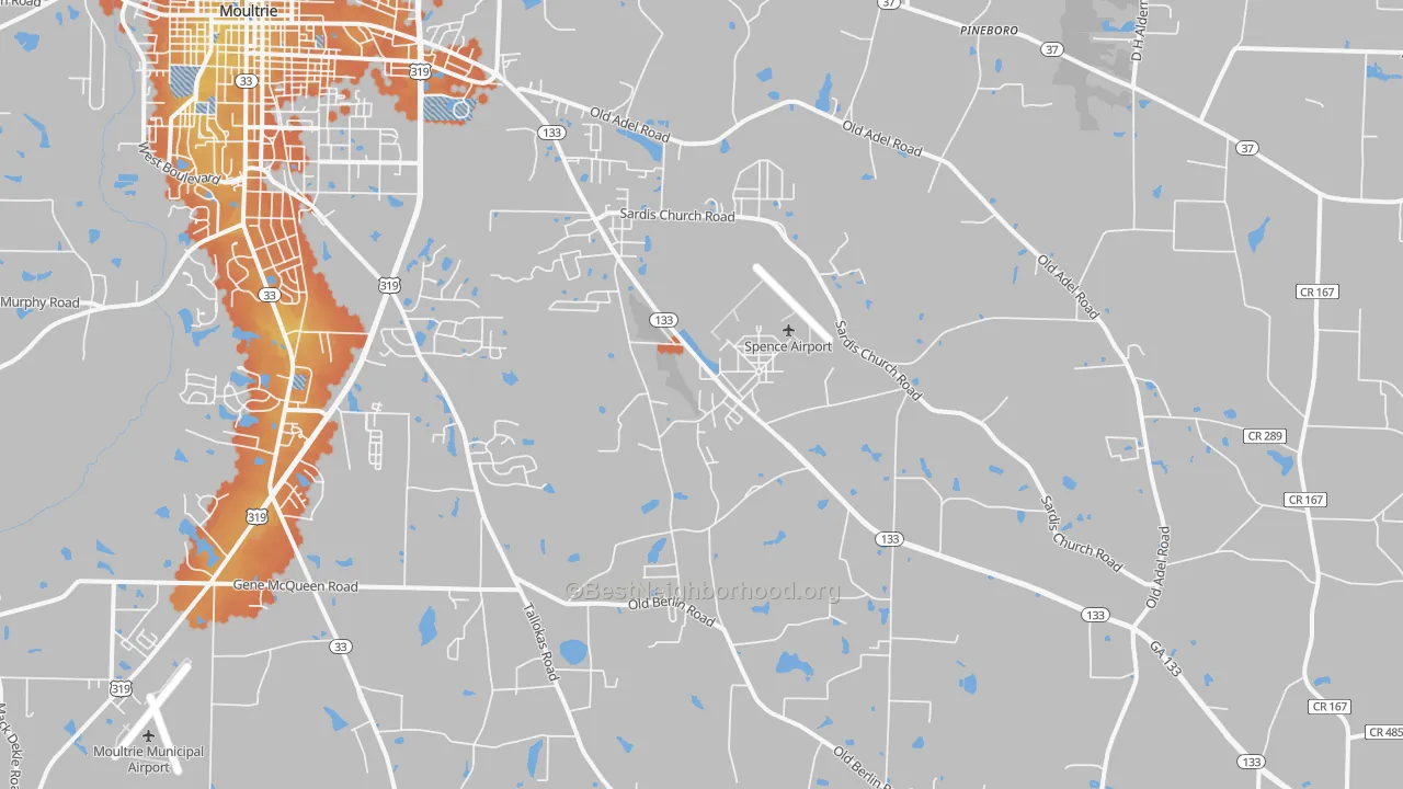 Bike Grade map of 31788, GA