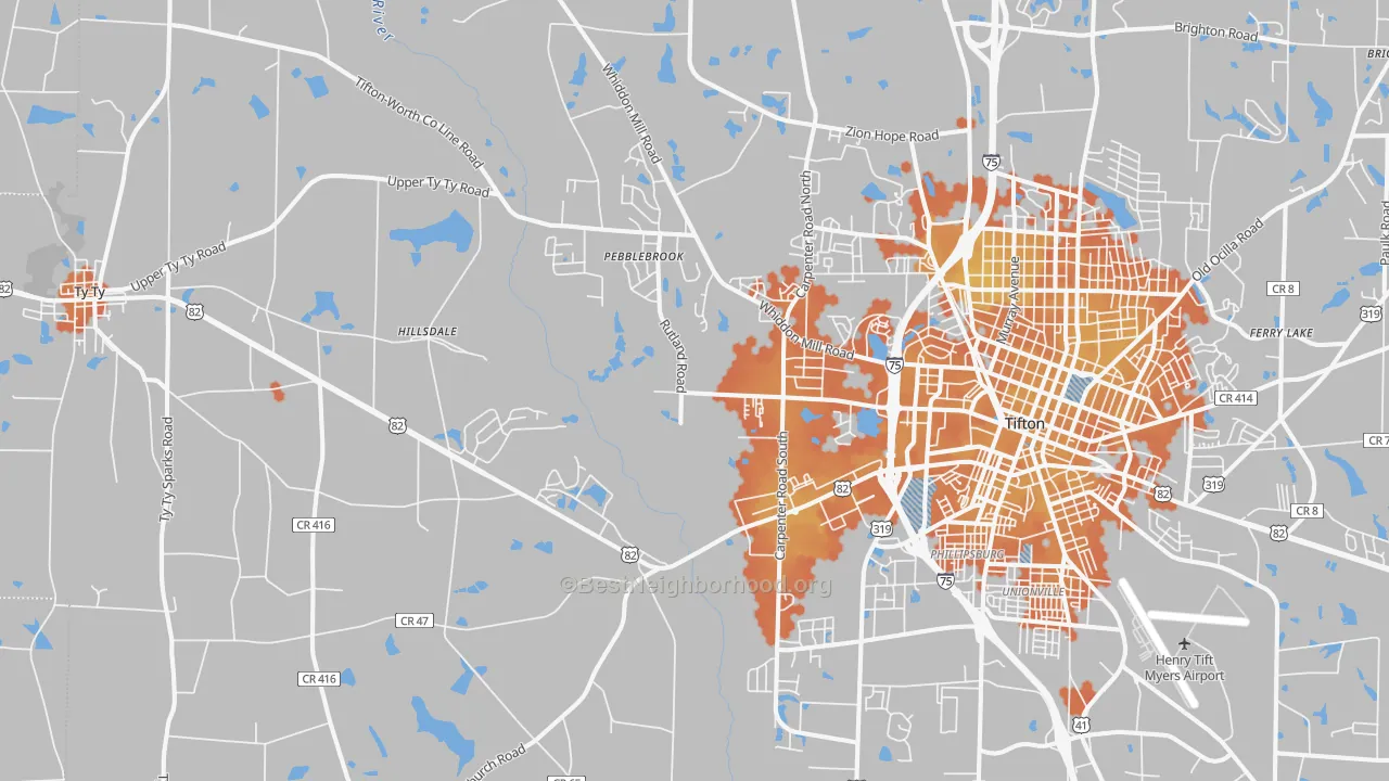 Bike Grade map of 31793, GA