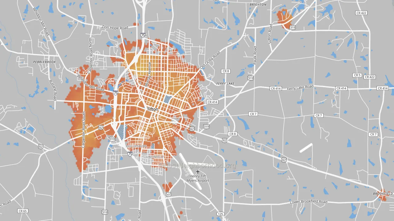 Bike Grade map of 31794, GA