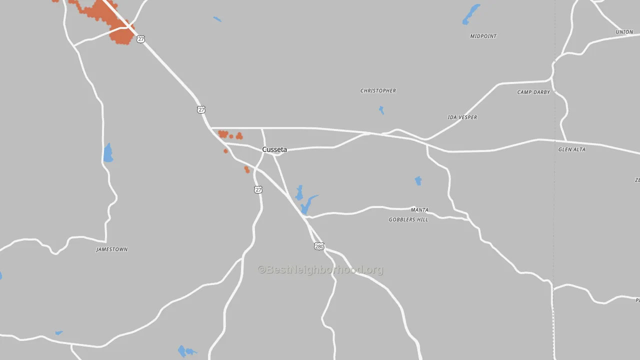 Bike Grade map of 31805, GA
