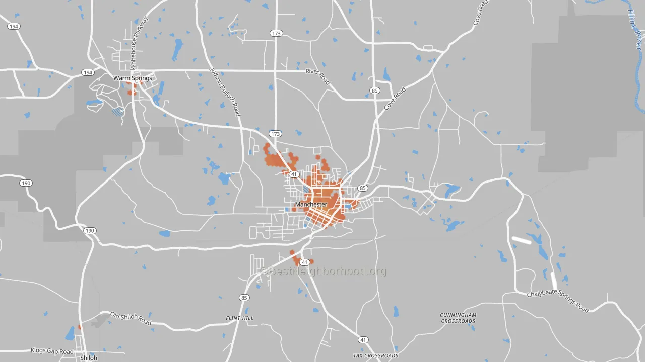 Bike Grade map of 31816, GA