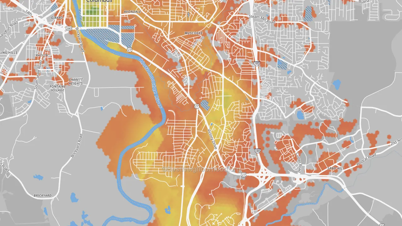 Bike Grade map of 31903, GA