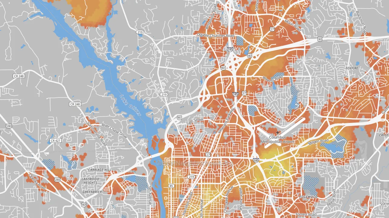 Bike Grade map of 31904, GA