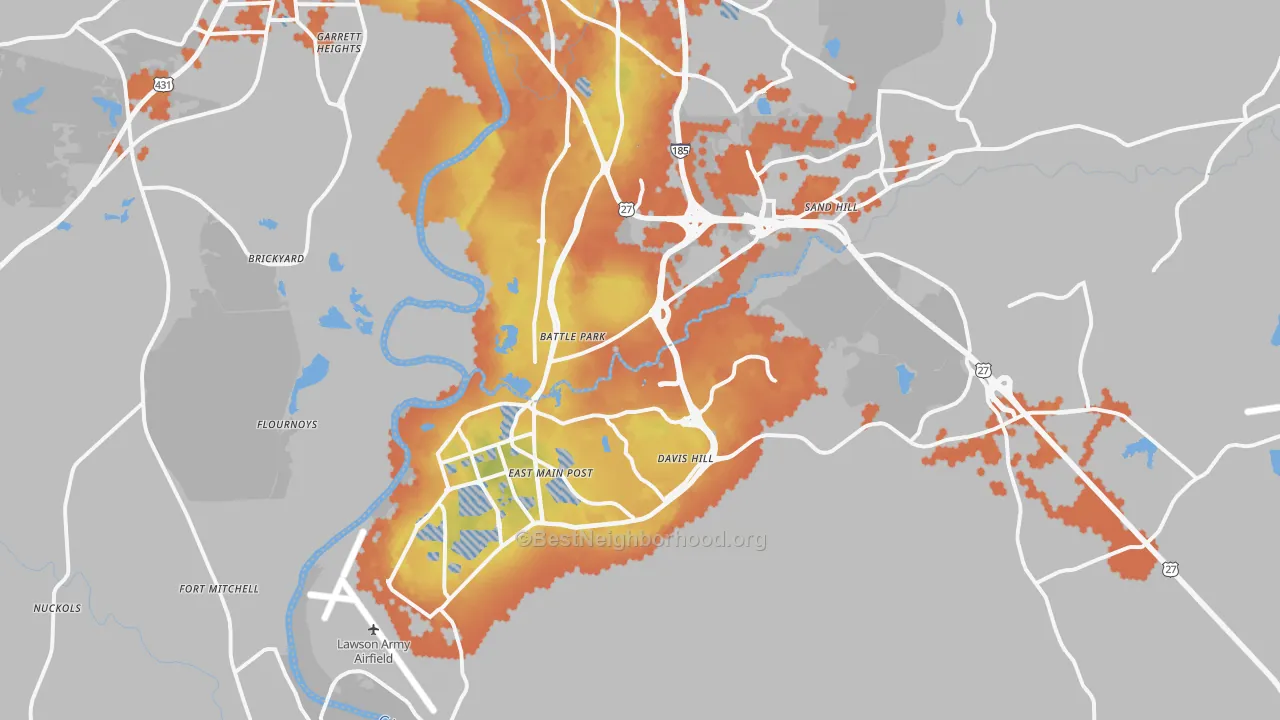 Bike Grade map of 31905, GA