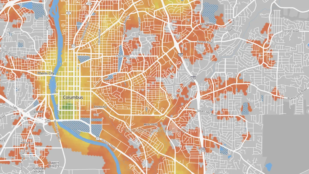 Bike Grade map of 31906, GA