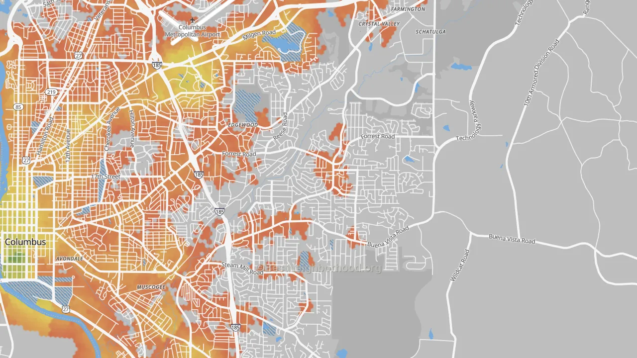 Bike Grade map of 31907, GA