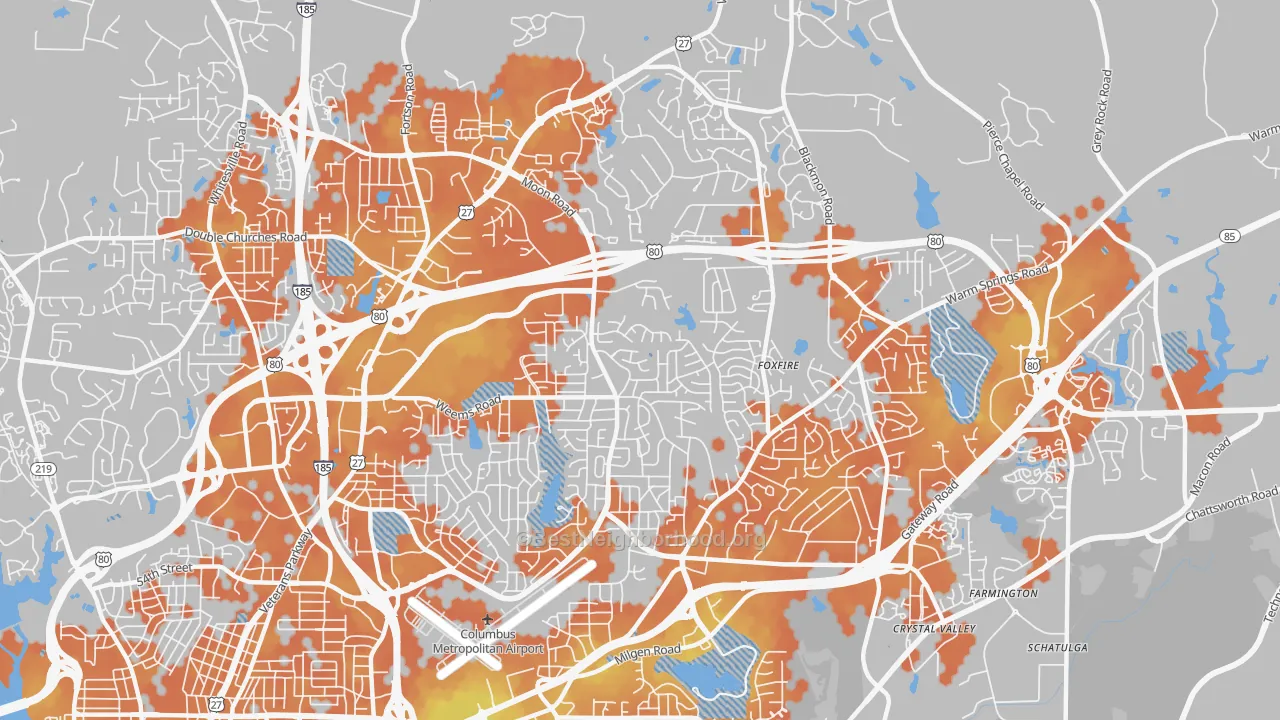 Bike Grade map of 31909, GA