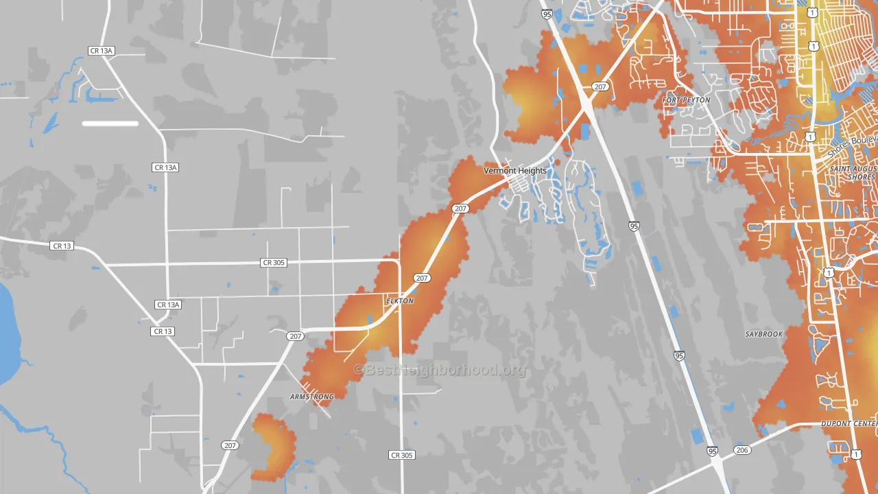 Bike Grade map of 32033, FL