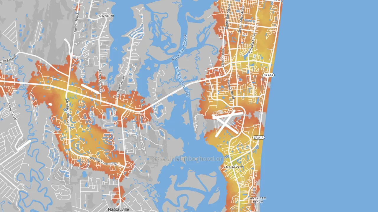 Bike Grade map of 32034, FL