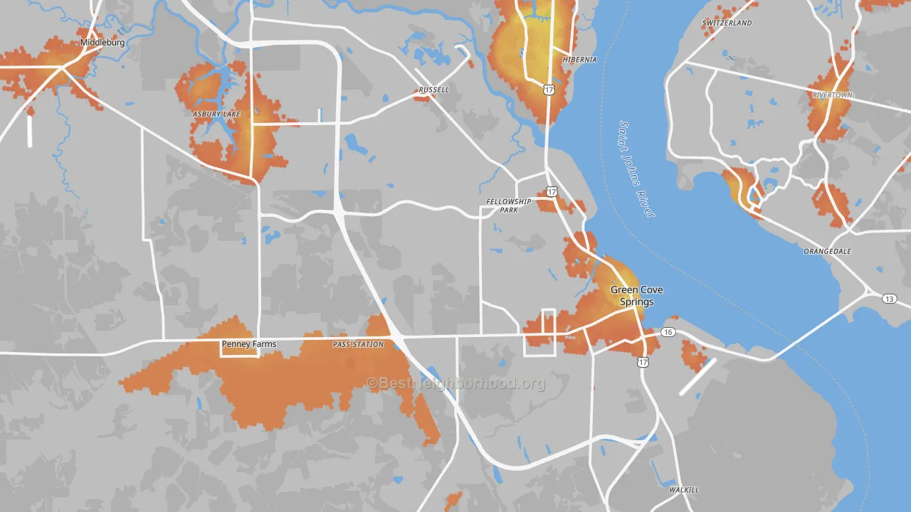 Bike Grade map of 32043, FL