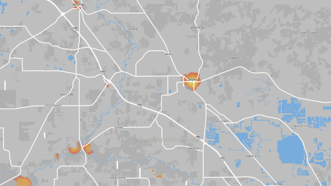 Bike Grade map of 32052, FL