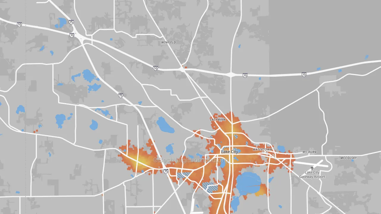 Bike Grade map of 32055, FL