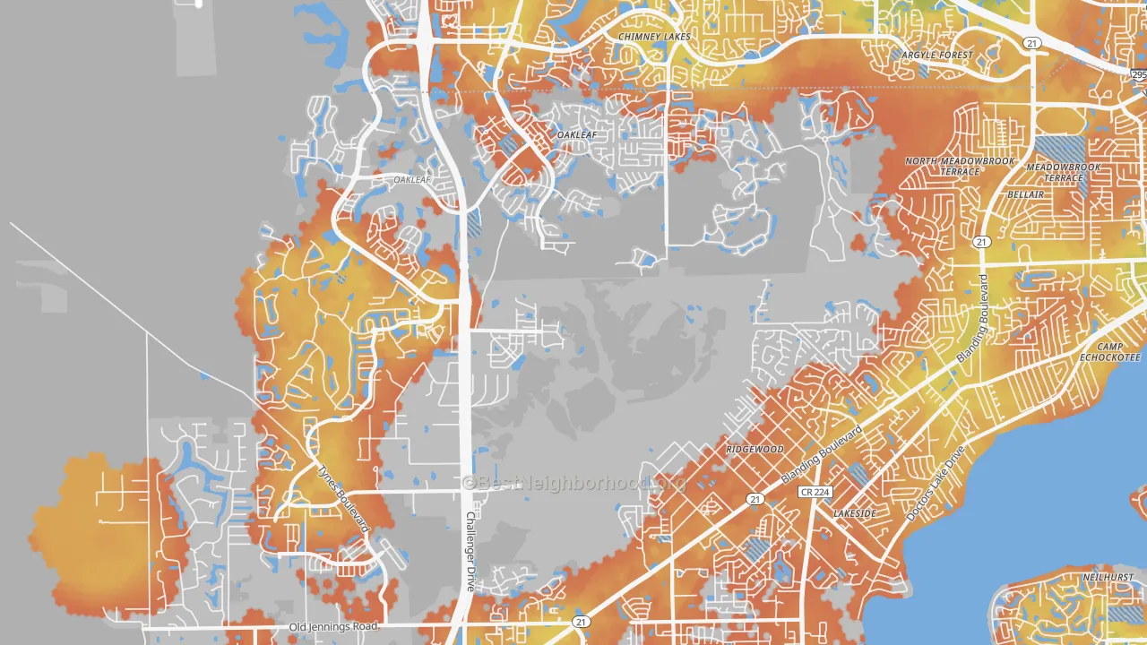 Bike Grade map of 32065, FL