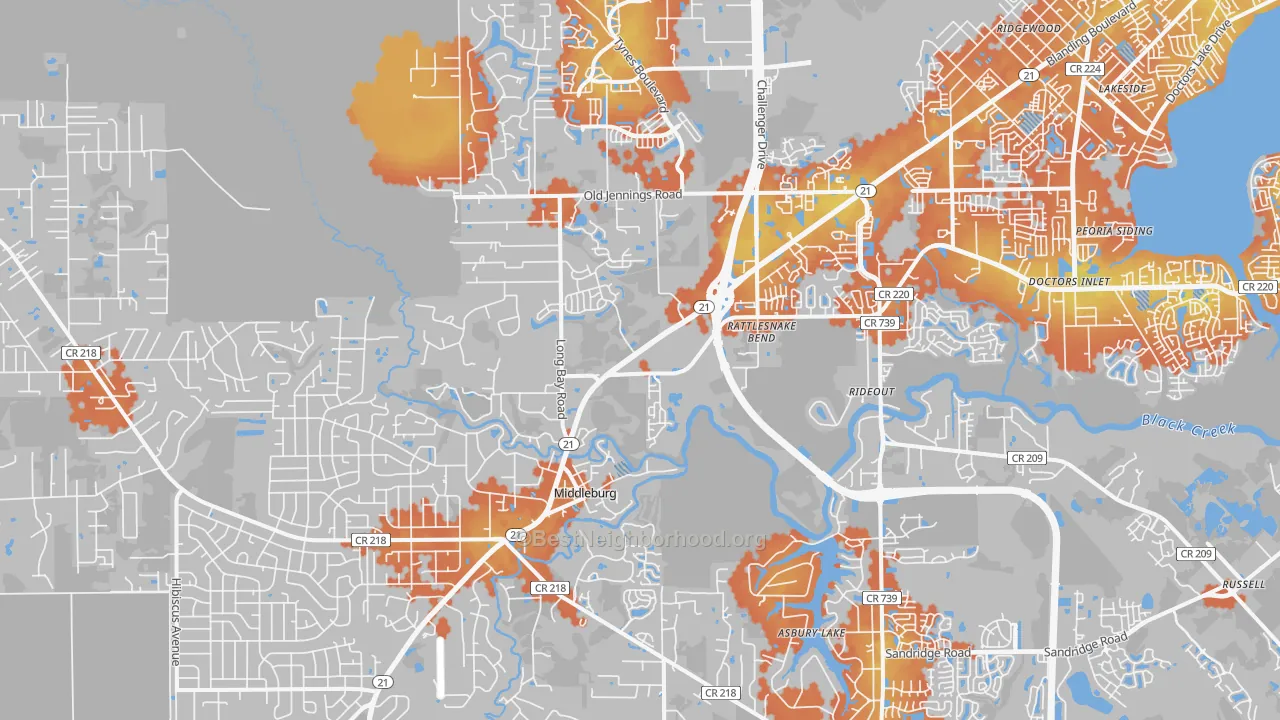 Bike Grade map of 32068, FL