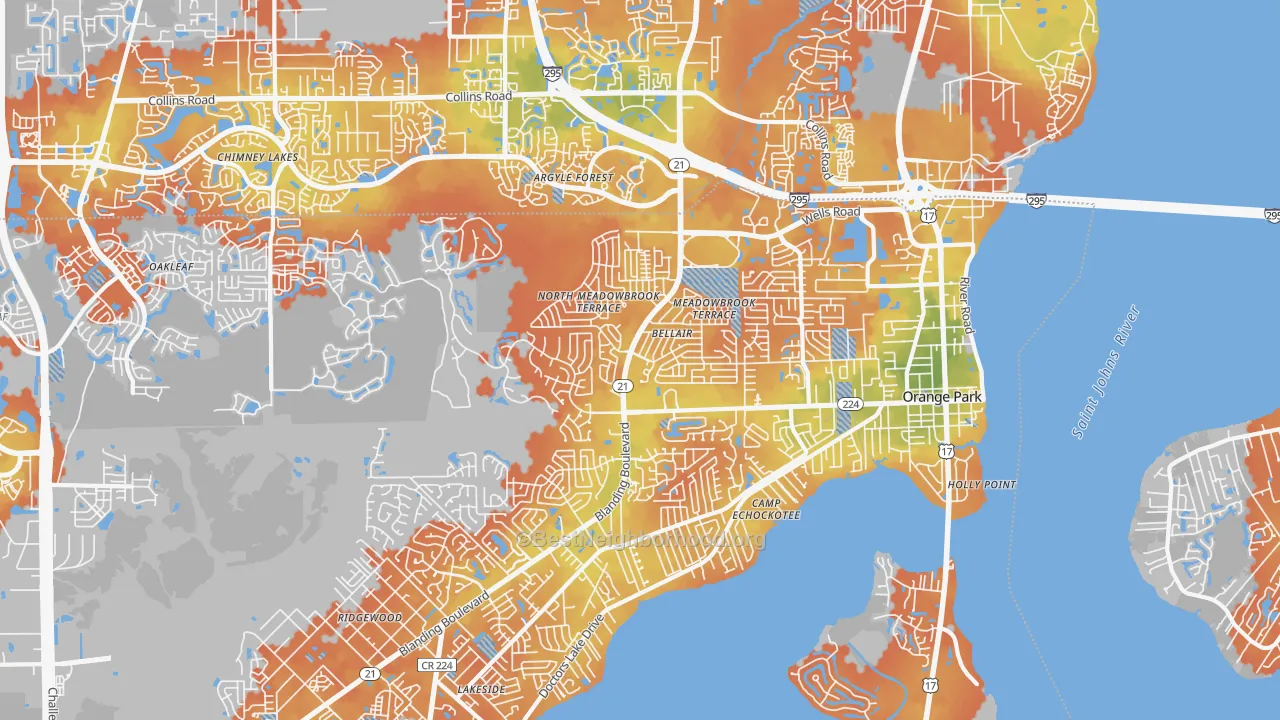 Bike Grade map of 32073, FL