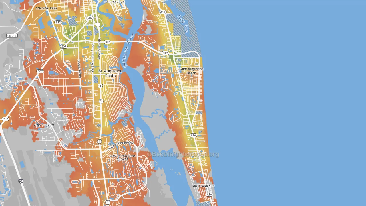 Bike Grade map of 32080, FL