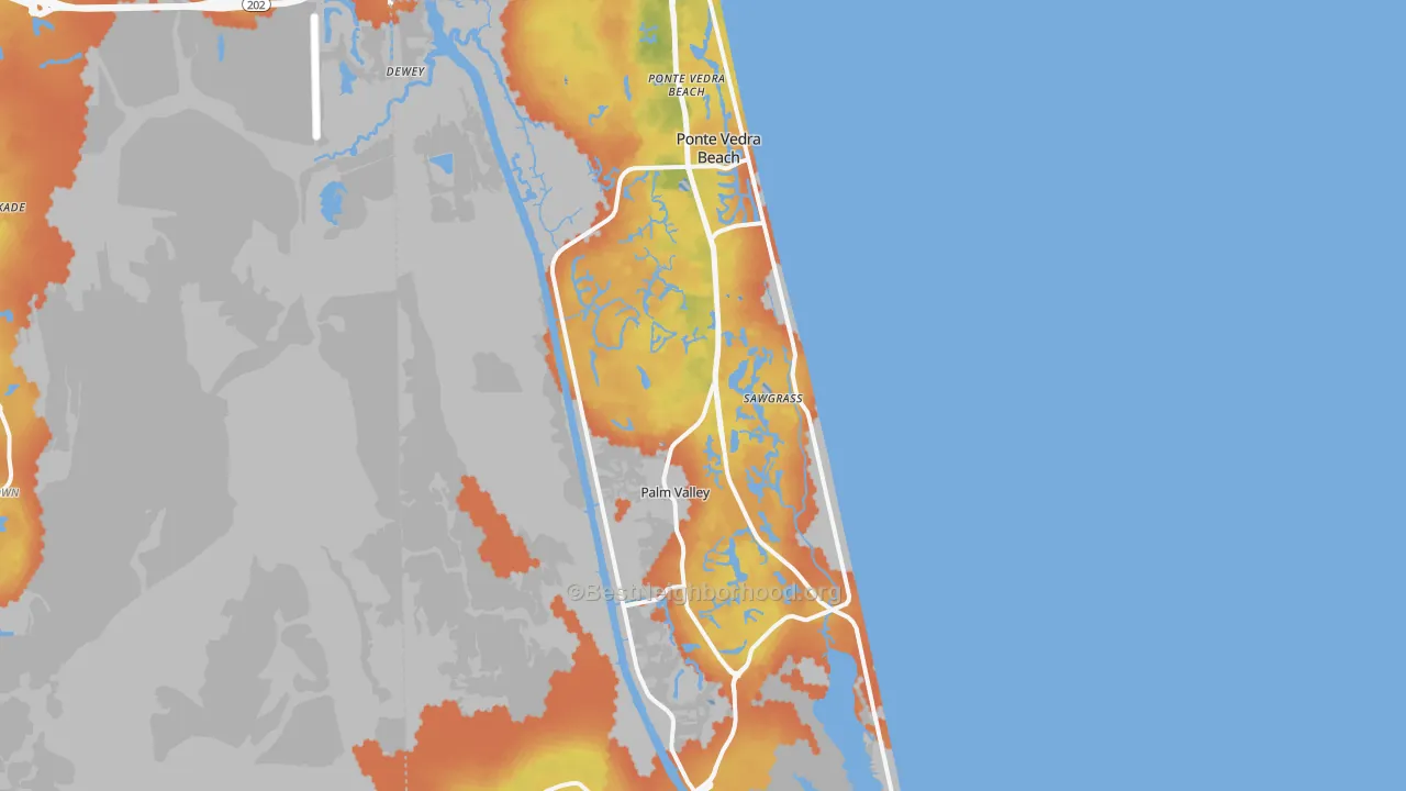 Bike Grade map of 32082, FL