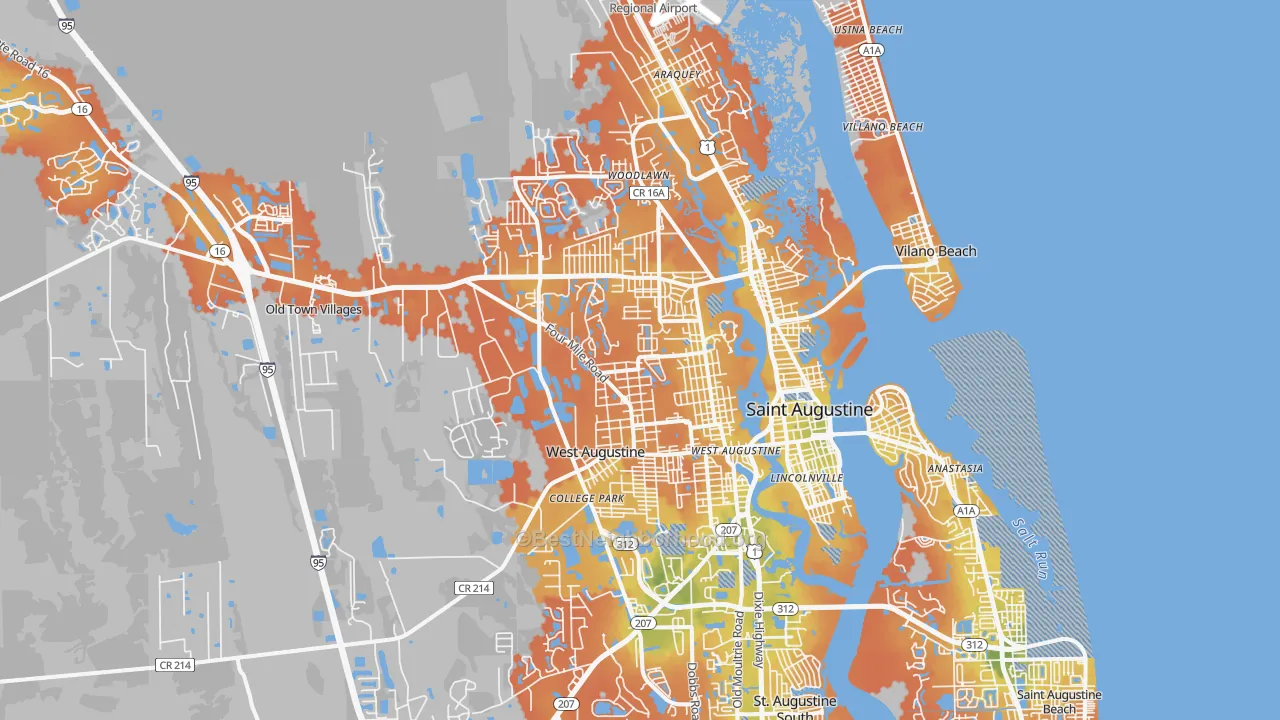 Bike Grade map of 32084, FL