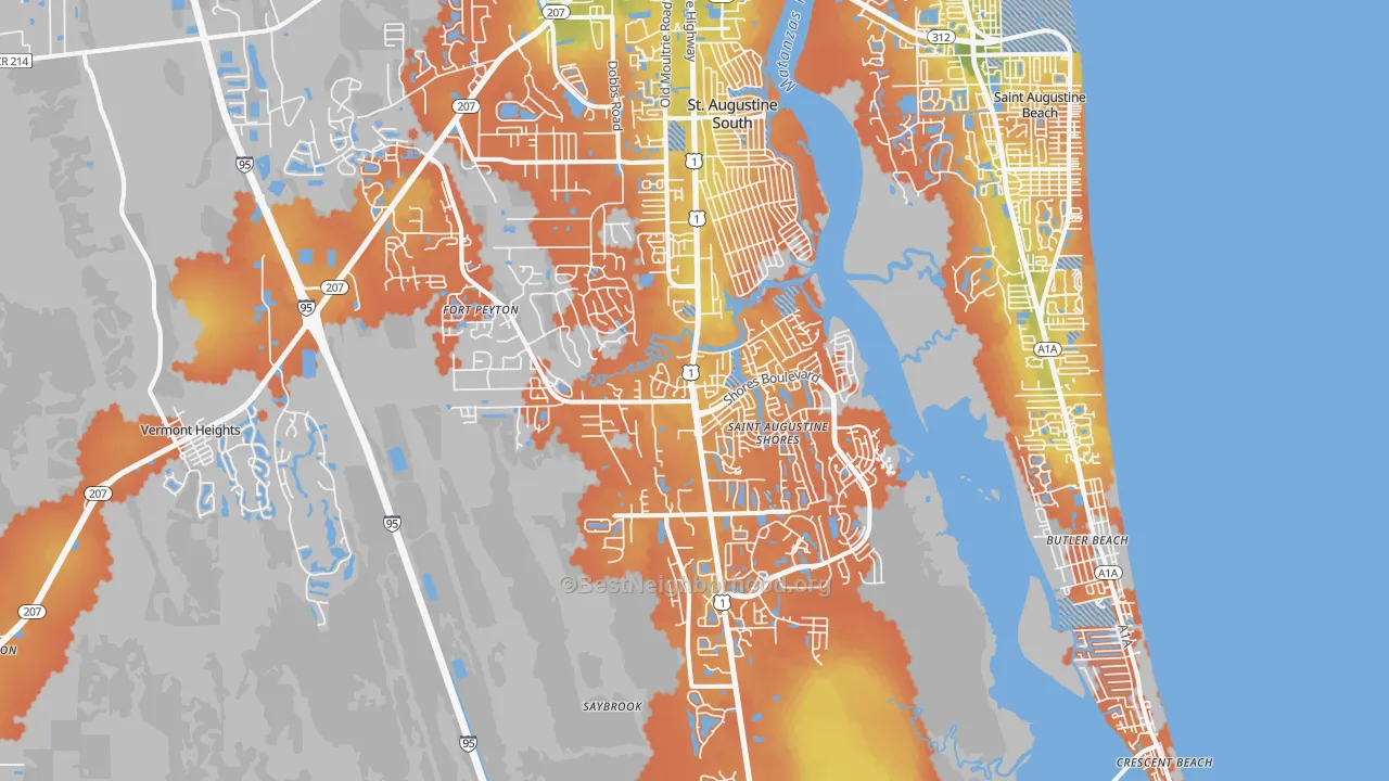 Bike Grade map of 32086, FL
