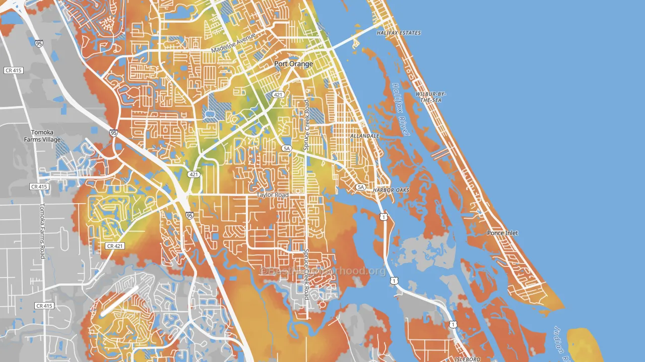 Bike Grade map of 32127, FL