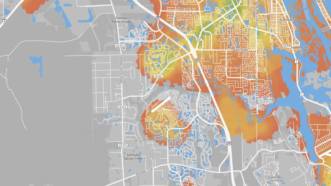 Bike Grade map of 32128, FL