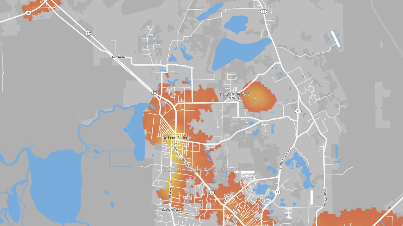 Bike Grade map of 32130, FL