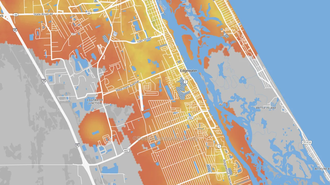 Bike Grade map of 32132, FL