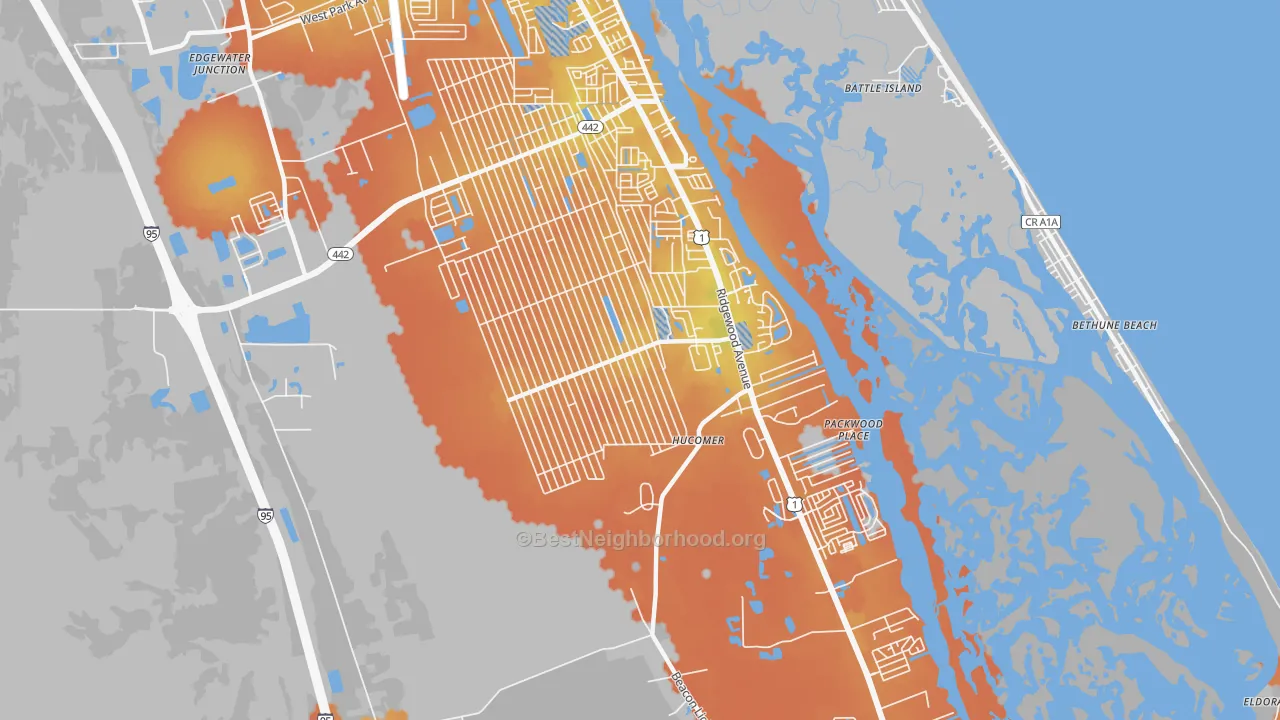 Bike Grade map of 32141, FL