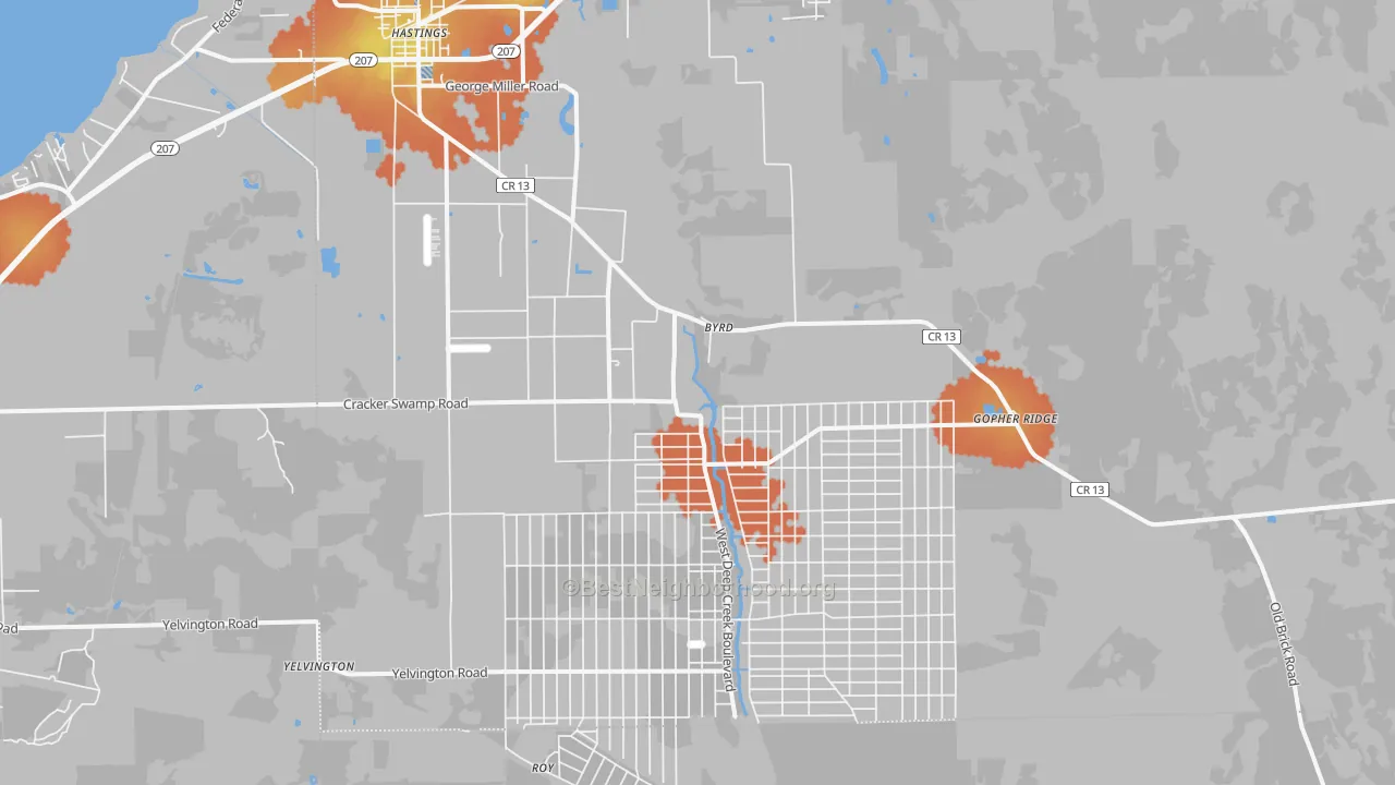 Bike Grade map of 32145, FL