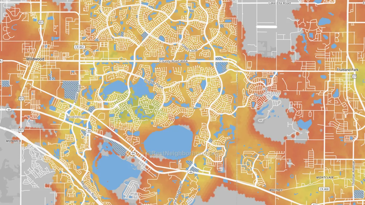 Bike Grade map of 32163, FL