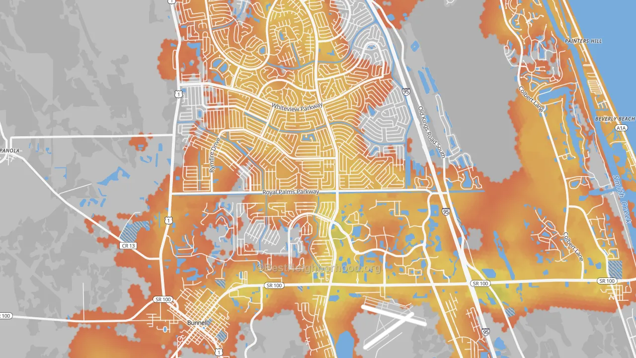 Bike Grade map of 32164, FL