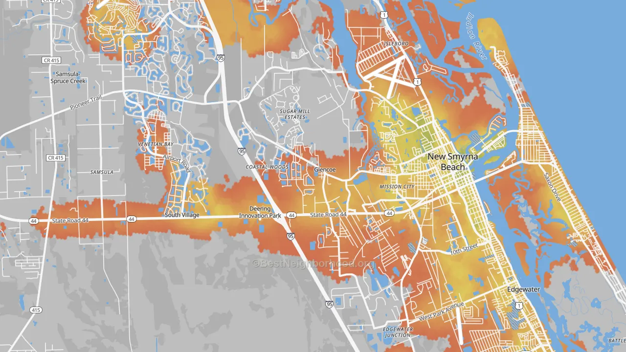Bike Grade map of 32168, FL