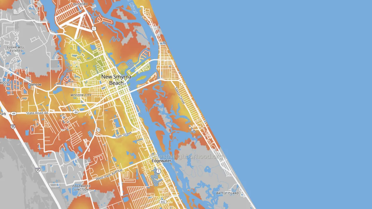 Bike Grade map of 32169, FL