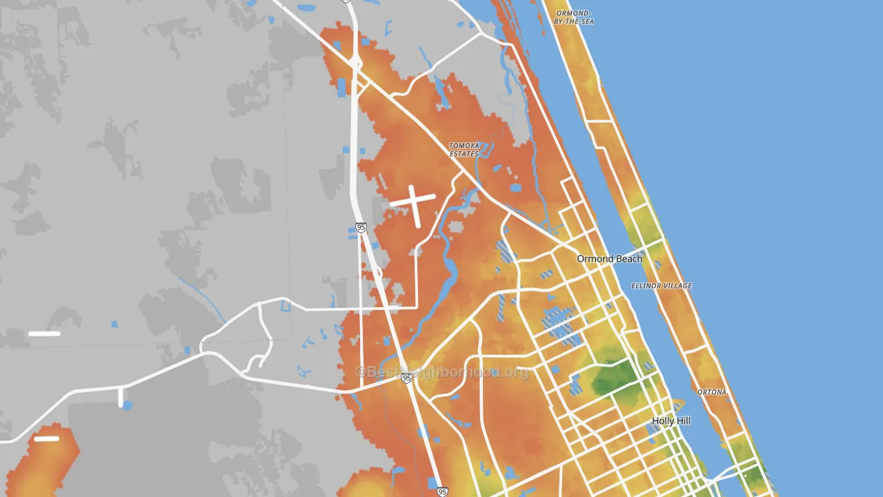 Bike Grade map of 32174, FL