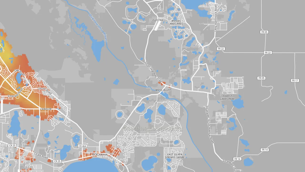 Bike Grade map of 32179, FL