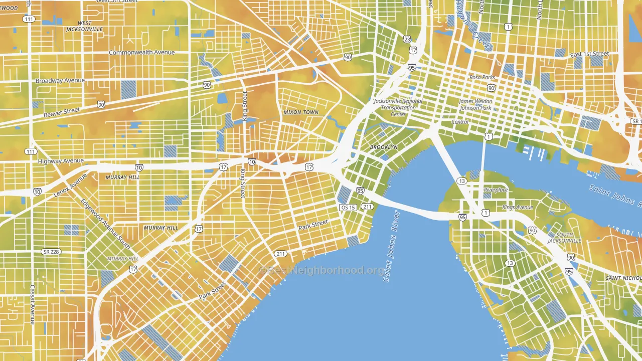 Bike Grade map of 32204, FL