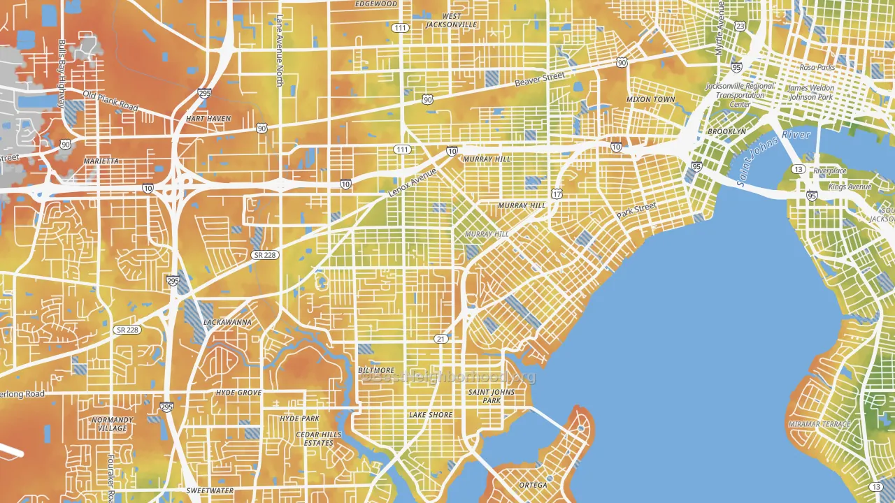 Bike Grade map of 32205, FL