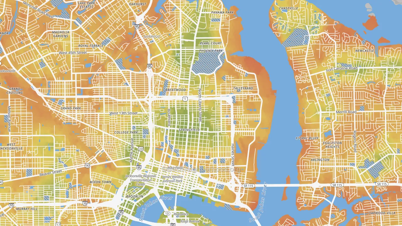Bike Grade map of 32206, FL