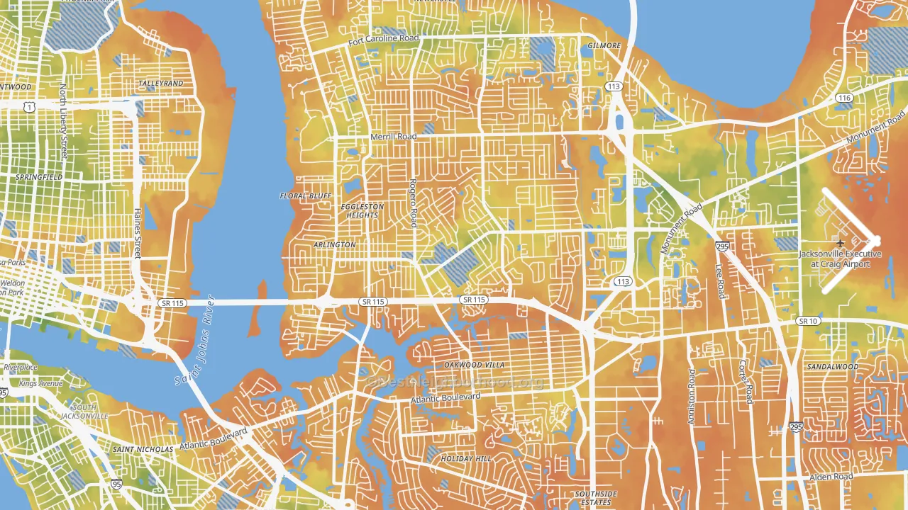 Bike Grade map of 32211, FL