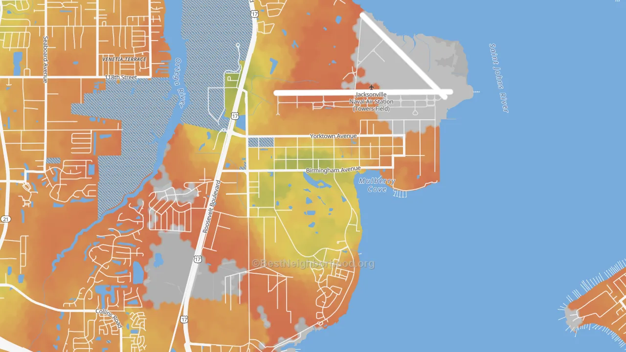 Bike Grade map of 32212, FL