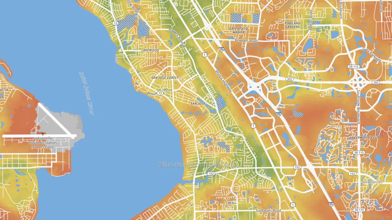 Bike Grade map of 32217, FL