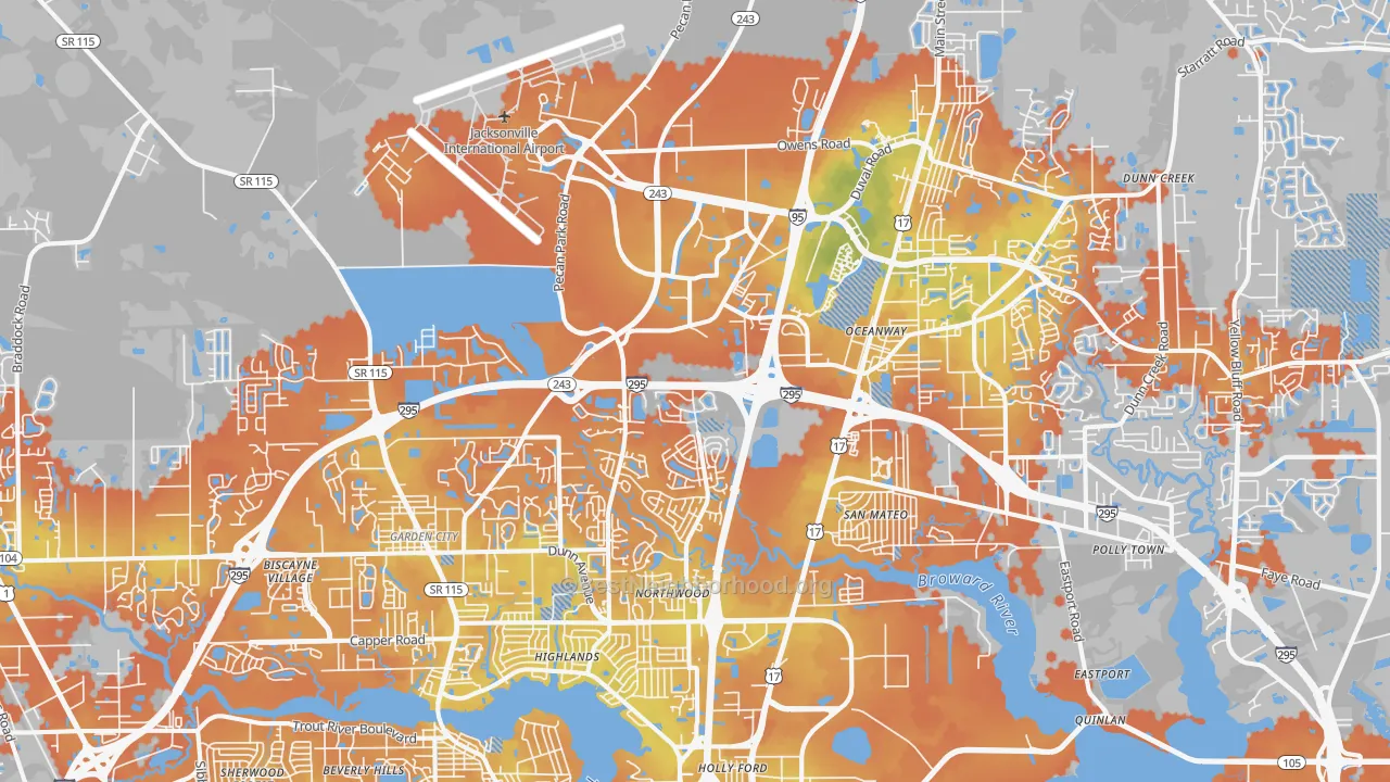 Bike Grade map of 32218, FL