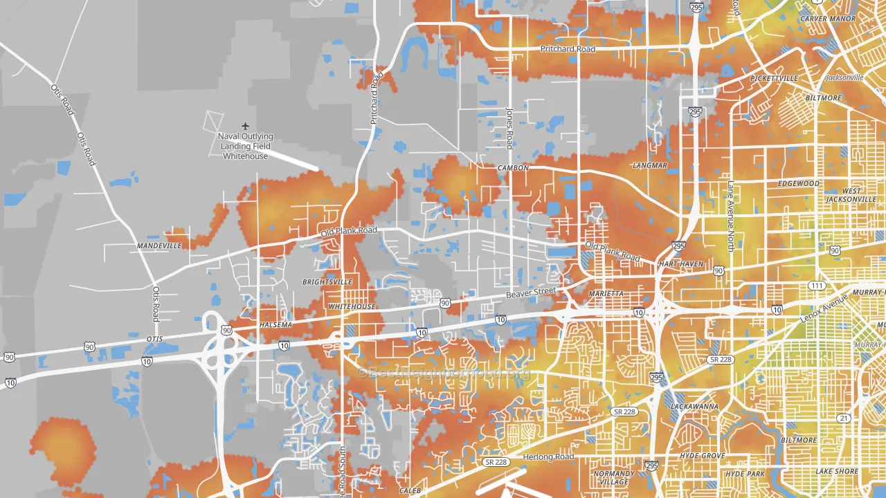 Bike Grade map of 32220, FL